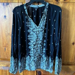 Lucky Brand - Blouse Size Large Black & White